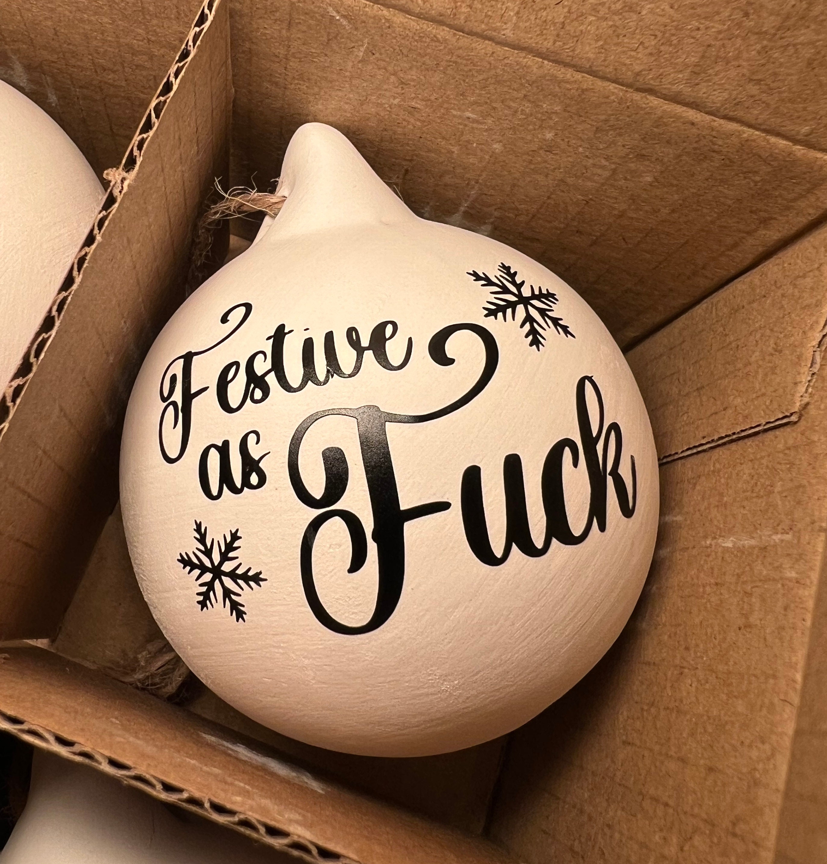 Rude Baubles | Funny Offensive Bauble | Swear Words | Secret Santa | Novelty Gift | Christmas Baubles | Ceramic Bauble | Minimalist Bauble