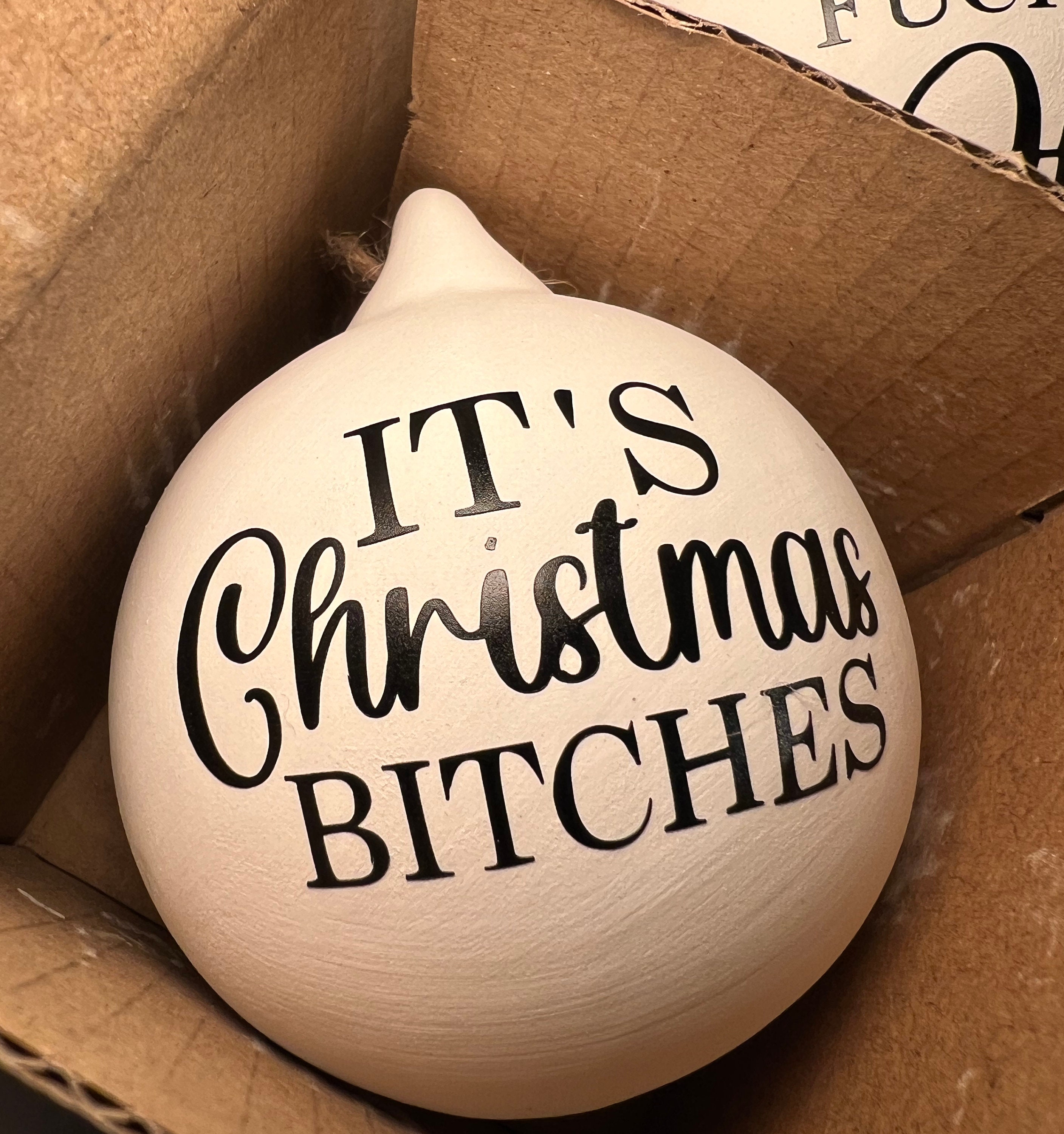 Rude Baubles | Funny Offensive Bauble | Swear Words | Secret Santa | Novelty Gift | Christmas Baubles | Ceramic Bauble | Minimalist Bauble