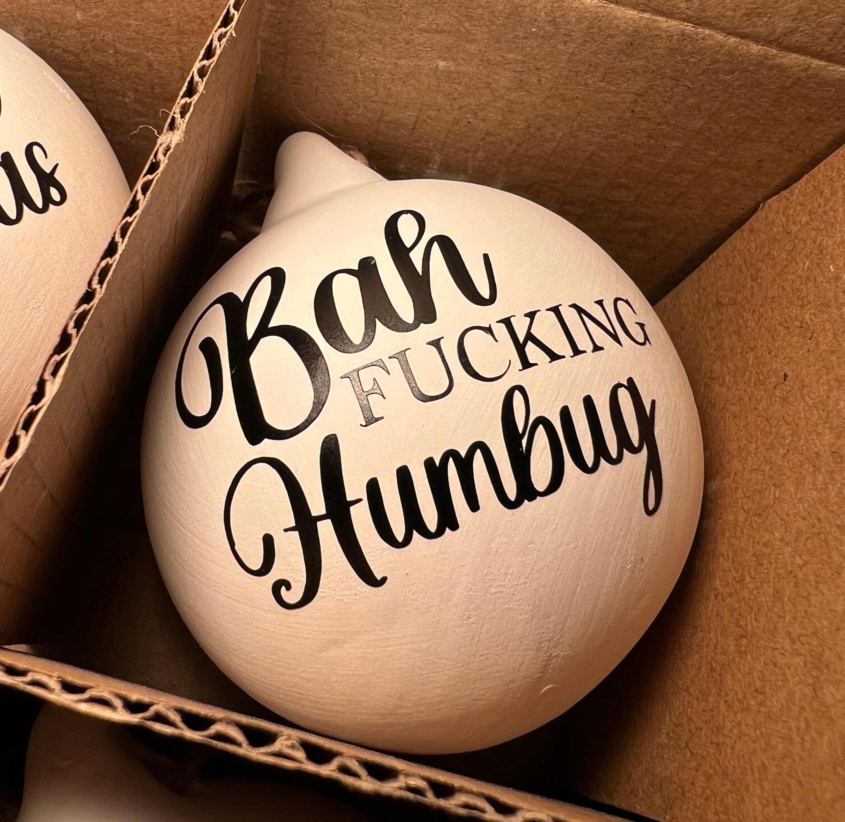 Rude Baubles | Funny Offensive Bauble | Swear Words | Secret Santa | Novelty Gift | Christmas Baubles | Ceramic Bauble | Minimalist Bauble