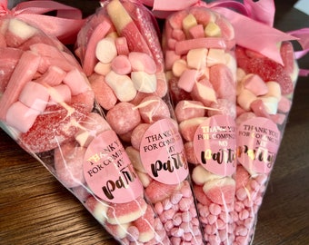 Birthday Party Favours, Sweet Cone Treats, Party Bag Fillers, Kids Party Sweets, Pink Party Sweets, Girly Party