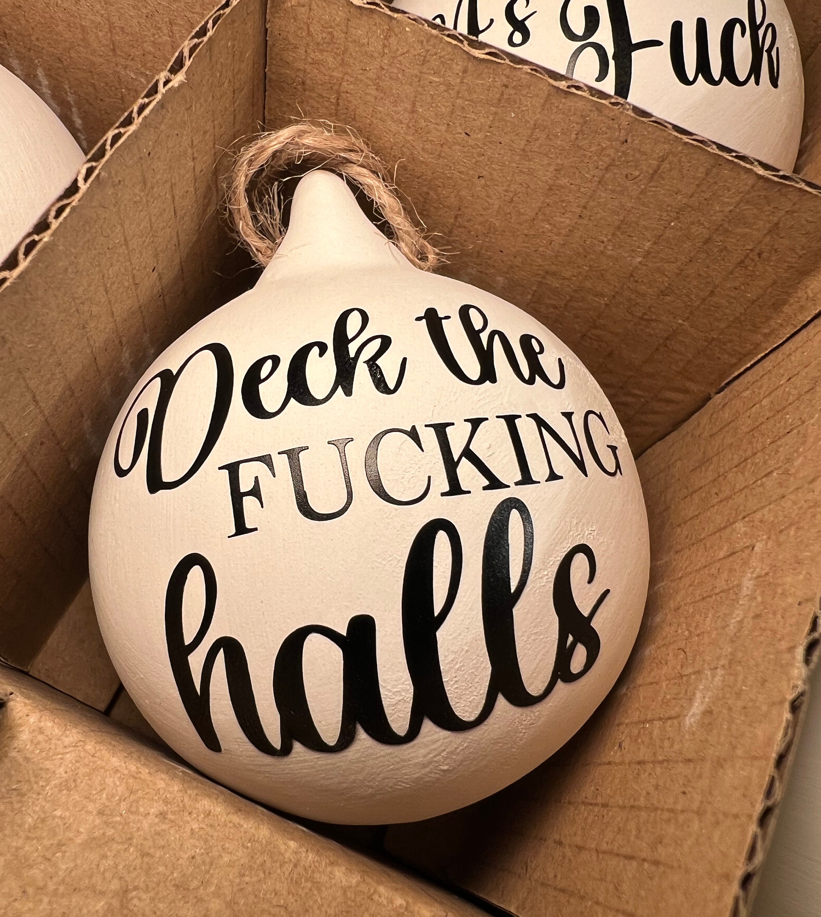 Rude Baubles | Funny Offensive Bauble | Swear Words | Secret Santa | Novelty Gift | Christmas Baubles | Ceramic Bauble | Minimalist Bauble