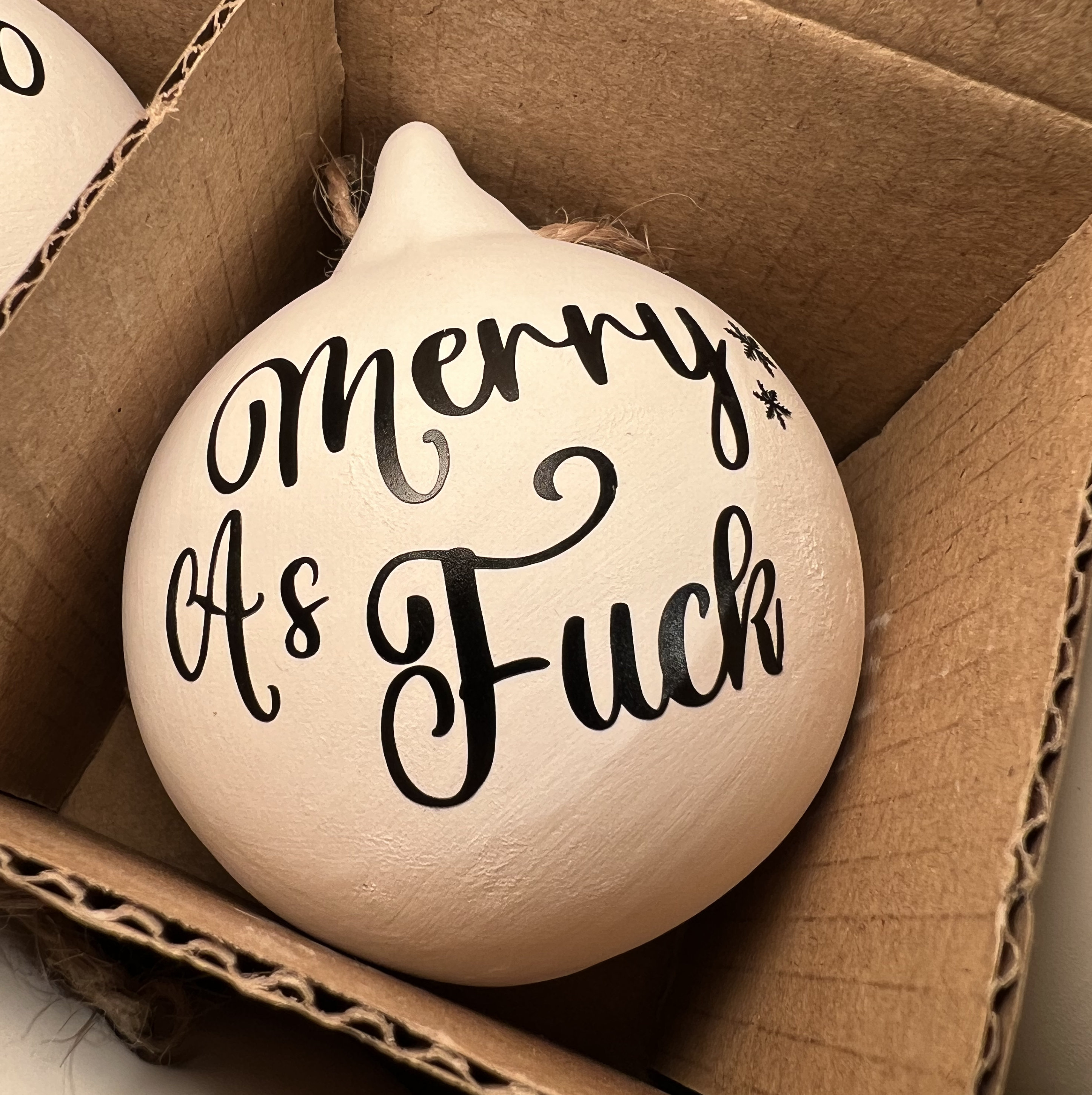 Rude Baubles | Funny Offensive Bauble | Swear Words | Secret Santa | Novelty Gift | Christmas Baubles | Ceramic Bauble | Minimalist Bauble