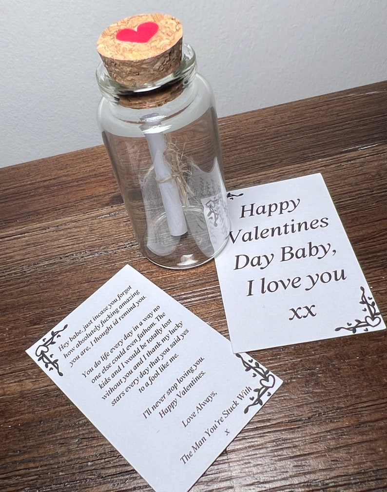 message in a bottle valentines gift