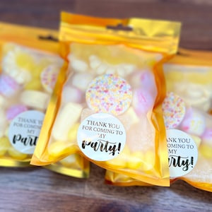 Children&#39;s Birthday Party Sweet Pouches, Yellow Sweets Bags, Party Favour Bags, Candy Treat Bags, Birthday Goodie Pouches