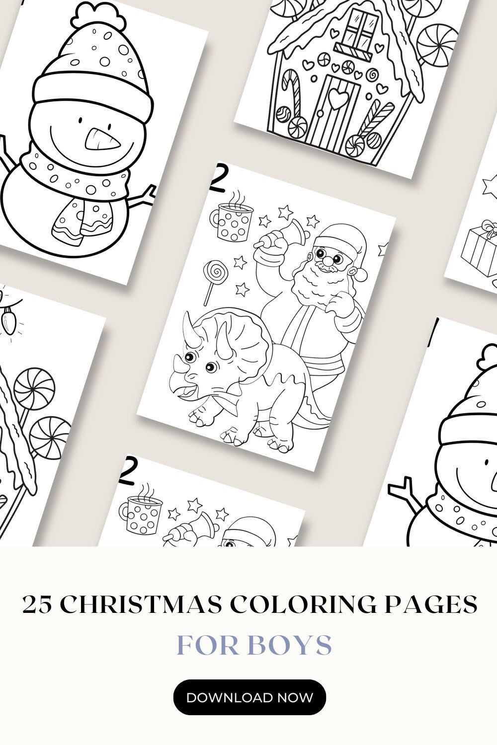 25 Christmas Coloring Pages for Boys, Christmas Printable, Christmas