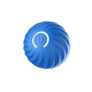 May include: A blue textured ball with a white power button.