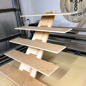 Display Shelves - Quick setup - 5 Tier Shelf Display - Craft Show, Market Fair, Vendor Display - Collapsible, Plywood, The Kelsie 5x6