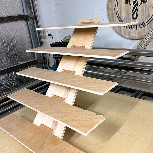 Display Shelves - Quick setup - 5 Tier Shelf Display - Craft Show, Market Fair, Vendor Display - Collapsible, Plywood, The Kelsie 5x6