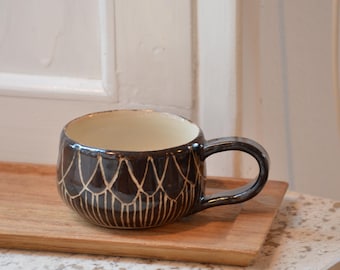 Handmade Stoneware Coffee Mug: Retro Ceramic Cup, 110ml