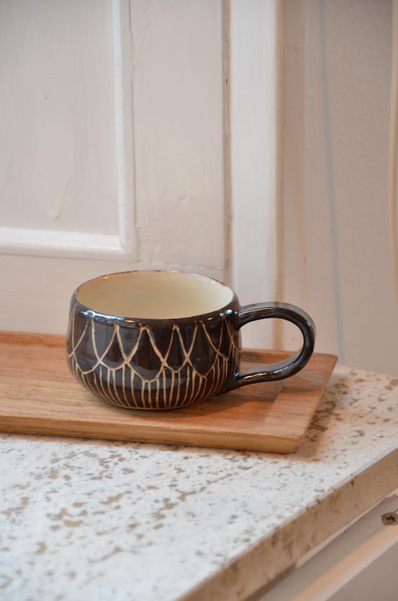 Handmade Stoneware Coffee Mug: Retro Ceramic Cup, 110ml