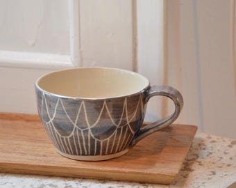 Tasse à café en grès faite main : tasse rétro en céramique (4,2 oz)