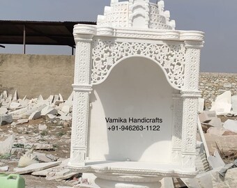 White Marble Temple with Engraved Work / Jali Work (Vietnam White, Makrana White, Agaria White, Ambaji White)