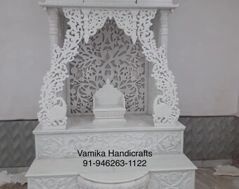 Large Size White Marble Temple with Engraved Work / Jali Work (Vietnam White, Makrana White, Agaria White, Ambaji White)
