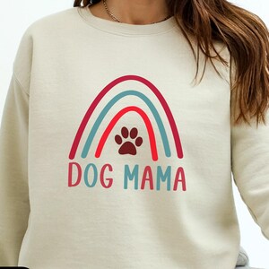 Dog Mom Sweatshirt For Valentines Day Dog Owner Shirt, Rainbow Dog Mama Boho Sweater Dog Lover Gift for Birthday, Cute Rescue Dog Mom Tee