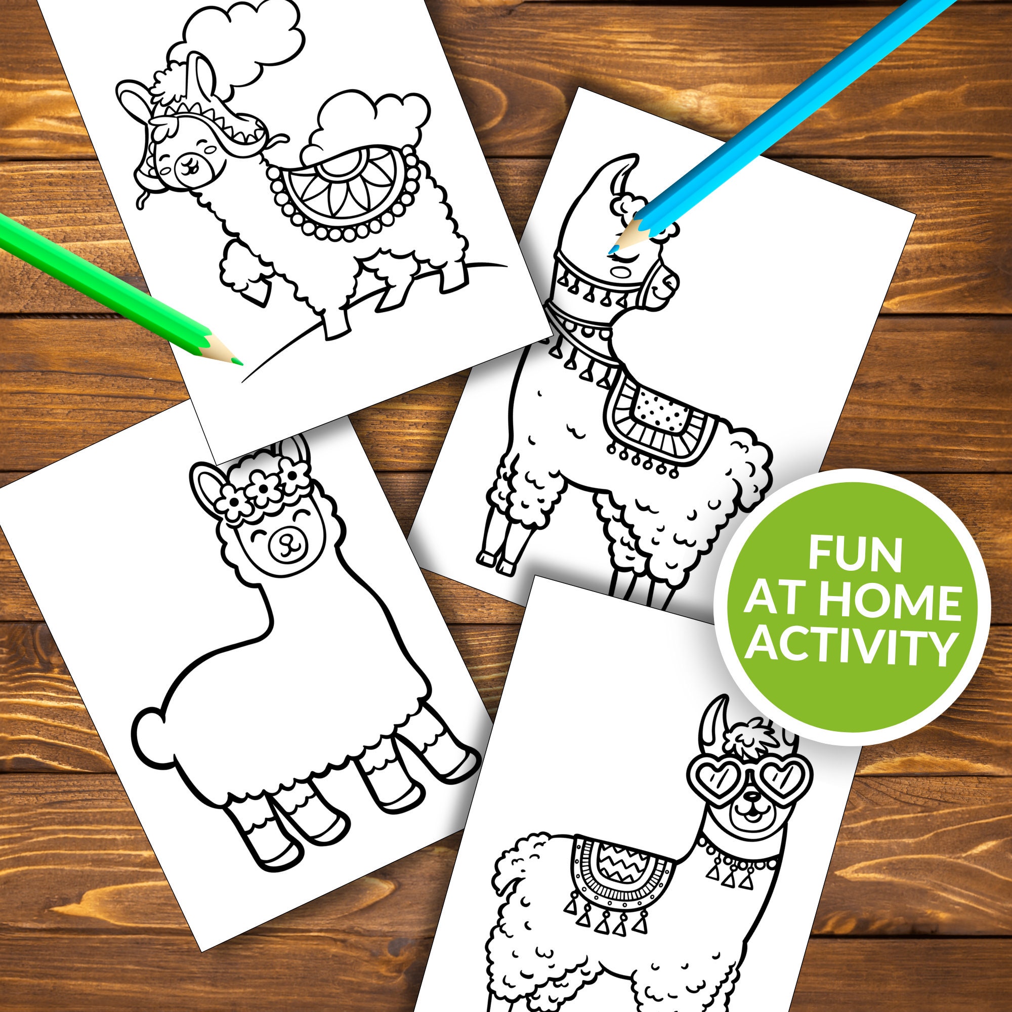 Cute Llama Printable Coloring Pages, Llama Coloring Book, Easy and