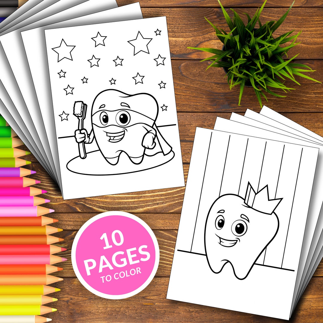 Cute Teeth Coloring Pages, Tooth Coloring Book, Easy and Pretty Designs ...