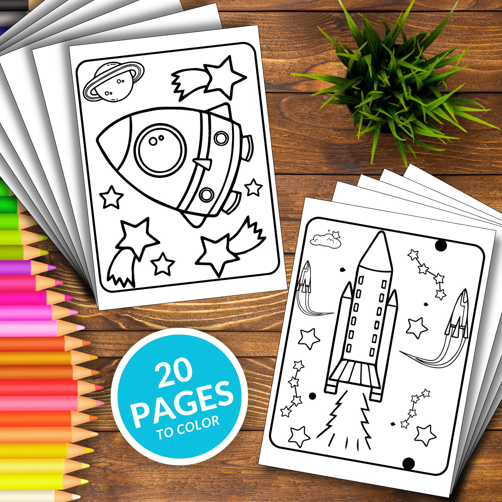 Space Printable Coloring Pages, Space Coloring Book, Easy and Pretty ...