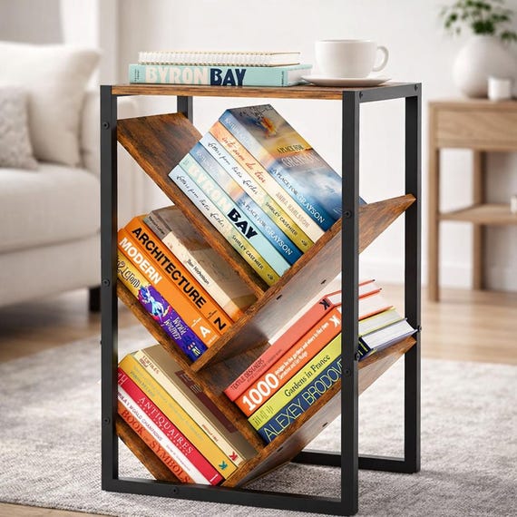 5-Tier Tree Bookshelf: Vintage Wooden Bookcase, Small Space Organizer