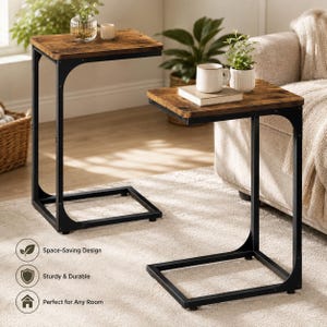 Rustic C Table Set of 2 Farmhouse Side Tables