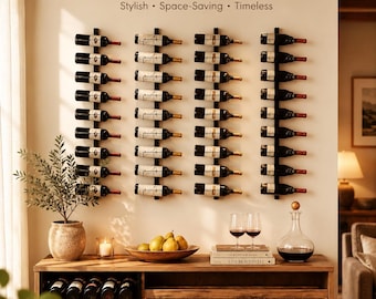 Juego de botellero de pared, con capacidad para 24 botellas.