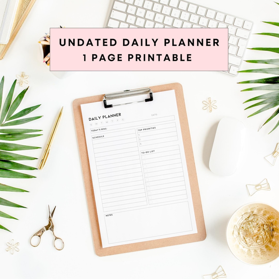 Undated Daily Planner Printable Planner Printable Daily Etsy