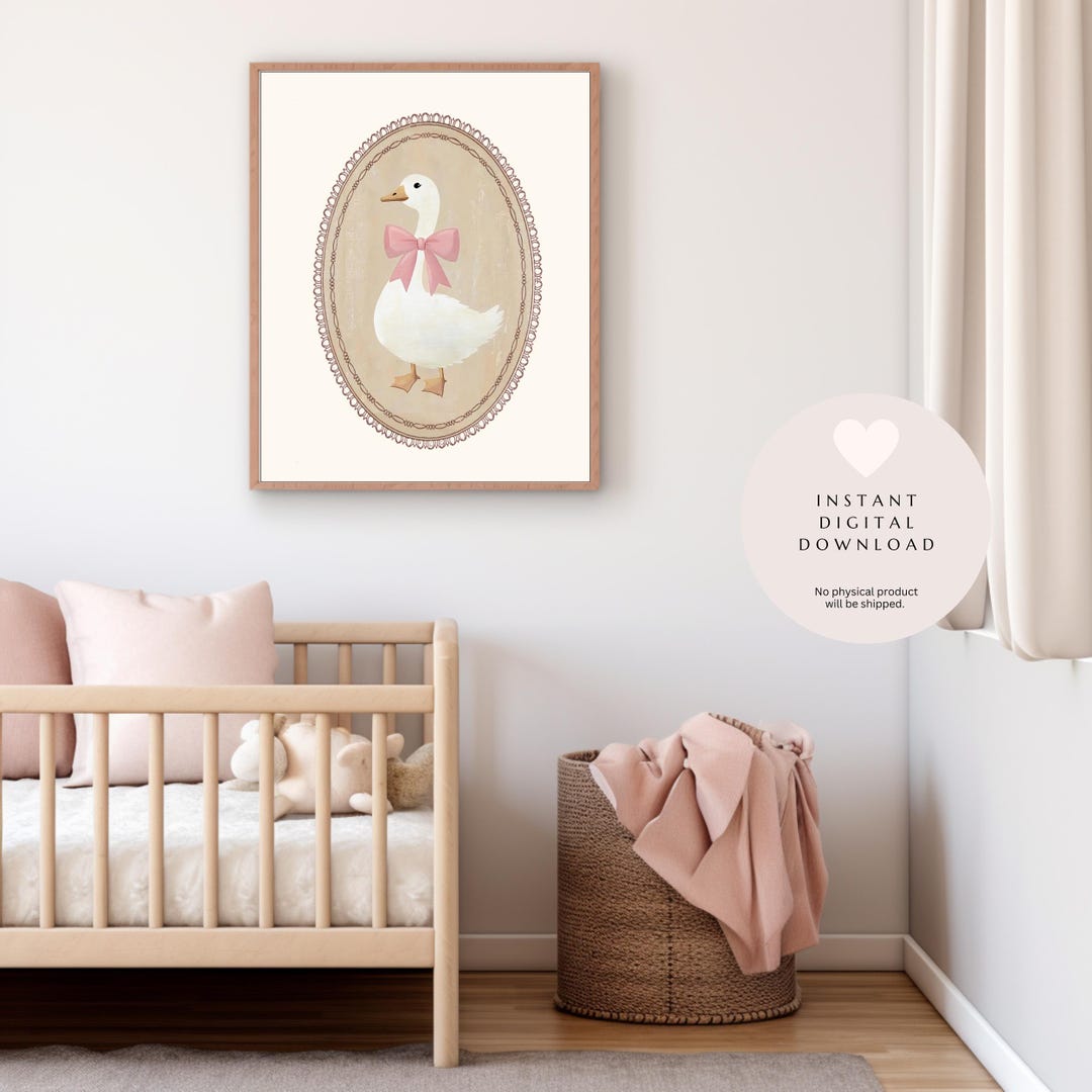 Pink Goose Baby Nursery Art | Girl's Room Printable (digital Download ...