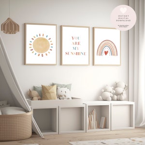 You Are My Sunshine Printable Wall Art Decor for Baby Nursery or Child&#39;s Room