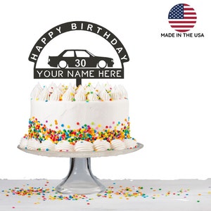 Topo de bolo de aniversário | Topo de bolo E30 | Topo de bolo personalizado | Topo de carro com tema de carro | Topo de bolo de aniversário de carro