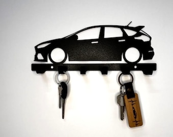 METAL Focus rs st Key holder | Key organizer | Wall Key Holder Car Silhouette | Entryway Organizer | Car Lover Gift | Garage Decor