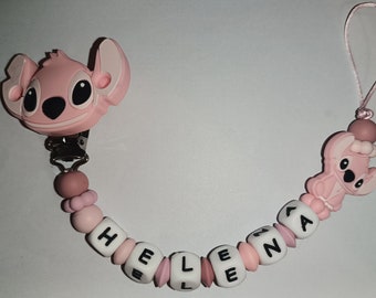 Angel pacifier clip (pink stitch)