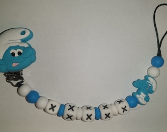 Smurfs pacifier clip