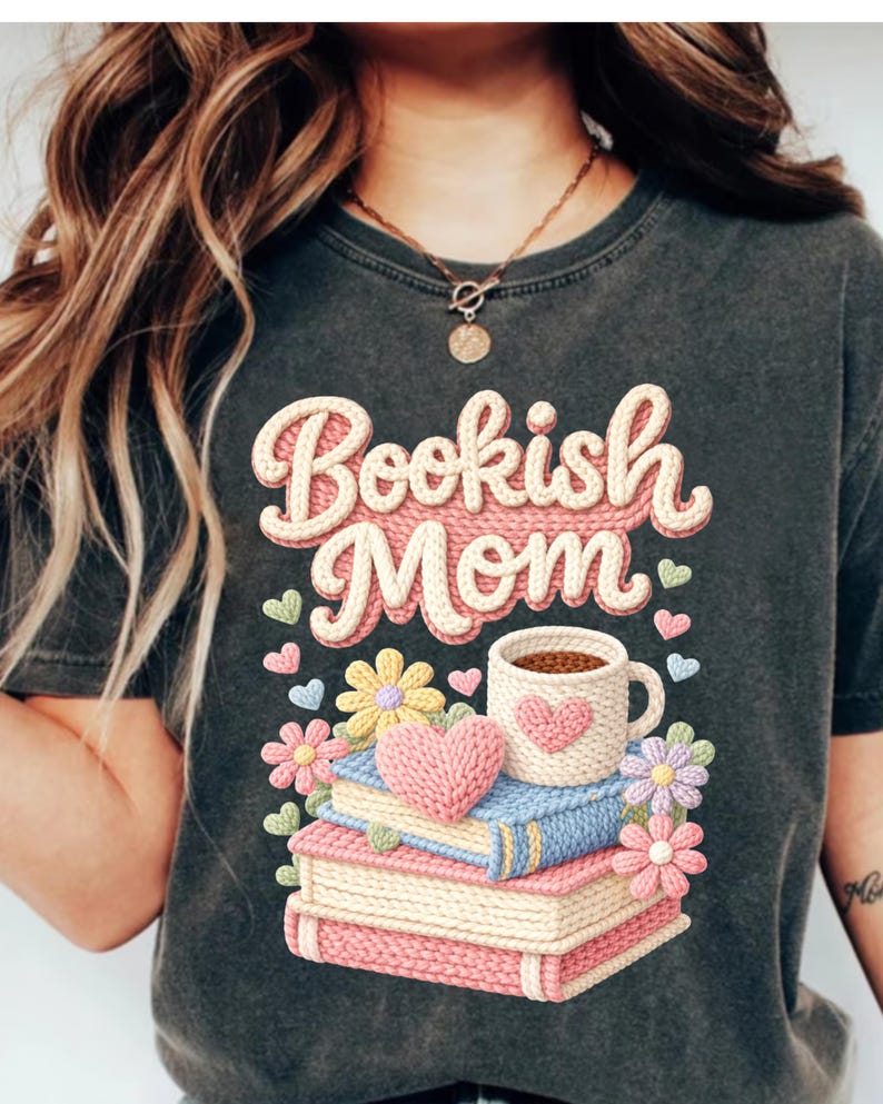 Bookish Mom PNG | Reading Mom Design | Coffee Books Sublimation PNG | Digital Download image 1