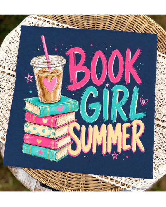 Book Girl Summer PNG Summer Reading Shirt Design Cute Book Lover Graphic Beach Reads Sublimation Coquette Reader Retro Bookish Girl Download