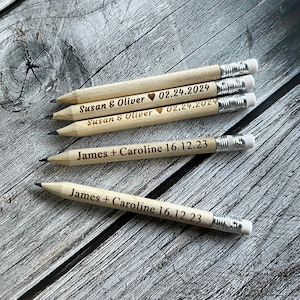 Custom Engraved Mini Pencils, Personalised Save the Date Pencils, Wedding Favors for Guests, Wedding Gift, Personalised Baby Pencils,