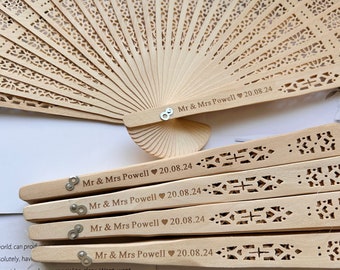 Personalized Sandalwood Wedding Fans: Rustic Bridal Party Favors