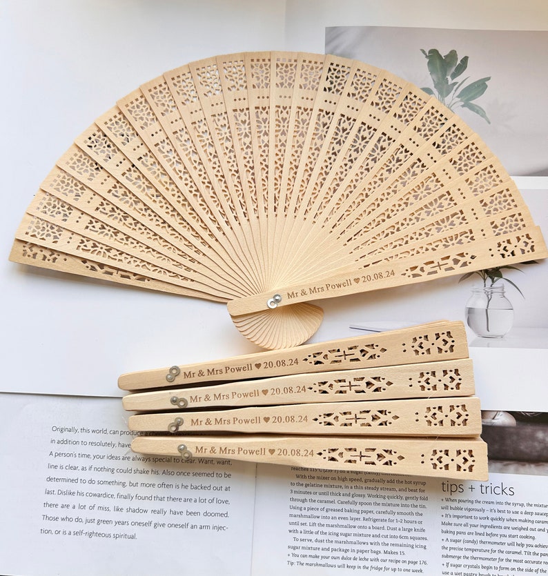 Elegantly Engraved Sandalwood Fans for Bulk Order, Personalized Wedding ...