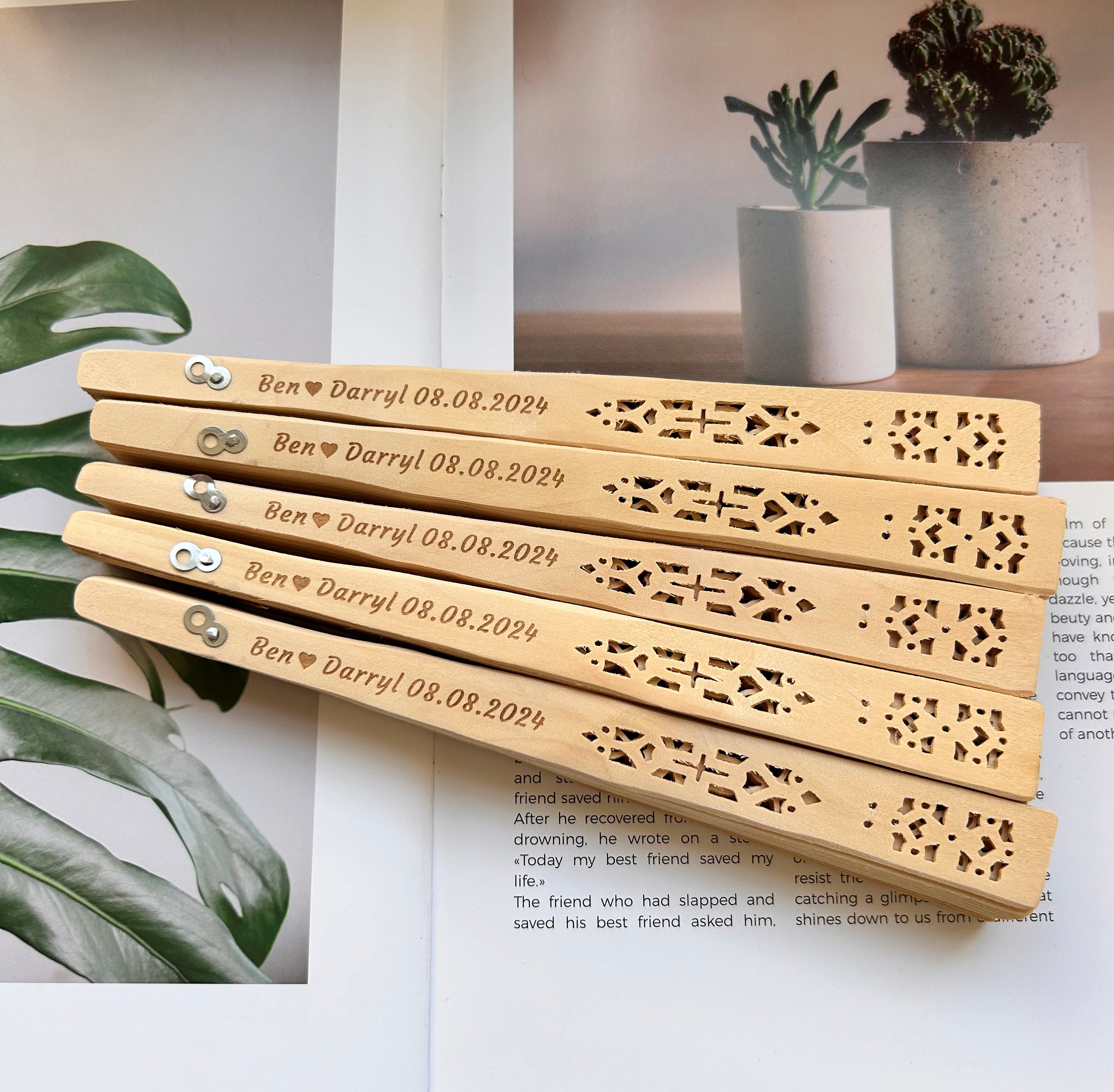 Elegantly Engraved Sandalwood Fans for Bulk Order, Personalized Wedding ...