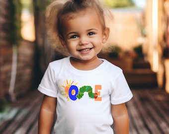 Very Hungry Caterpillar 1st Birthday Shirt - One Year Old Baby Birthday T-Shirt - Storybook Themed Party Outfit