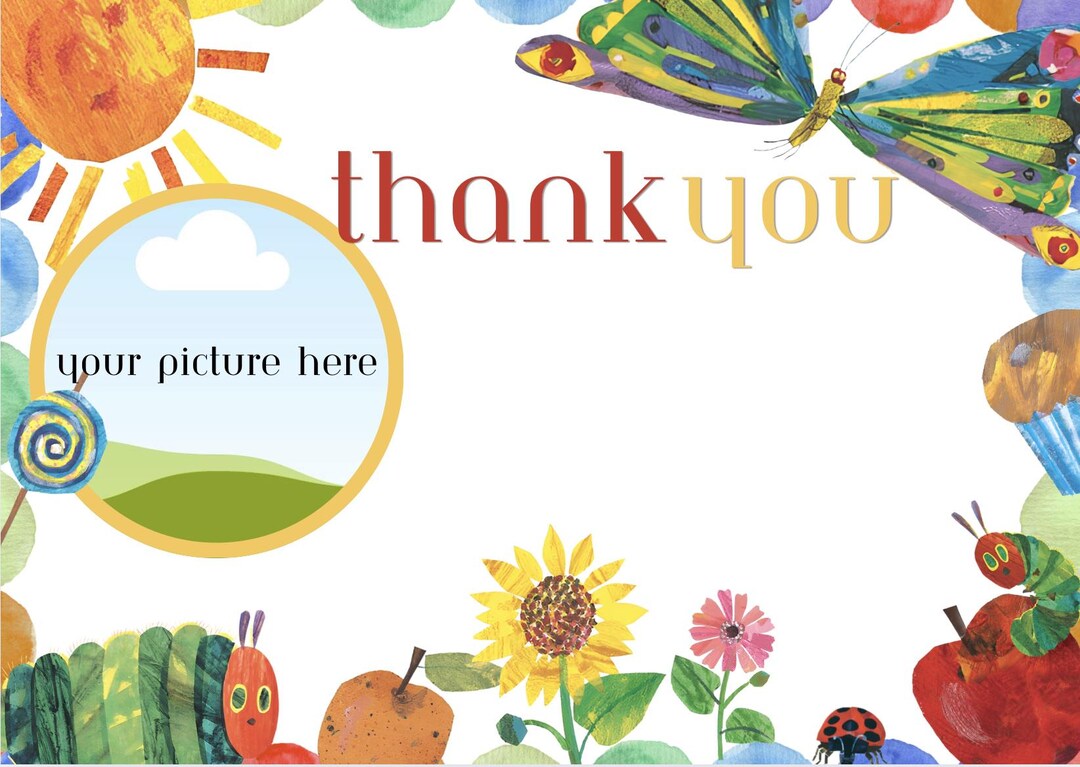 Hungry Caterpillar Thank You Card Printable Kids Birthday Thank You