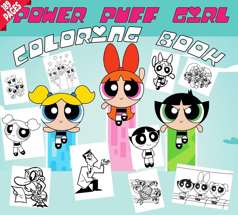 Power PuFF Girl Jumbo Coloring Book, 189 pages, Art pour enfants et ...