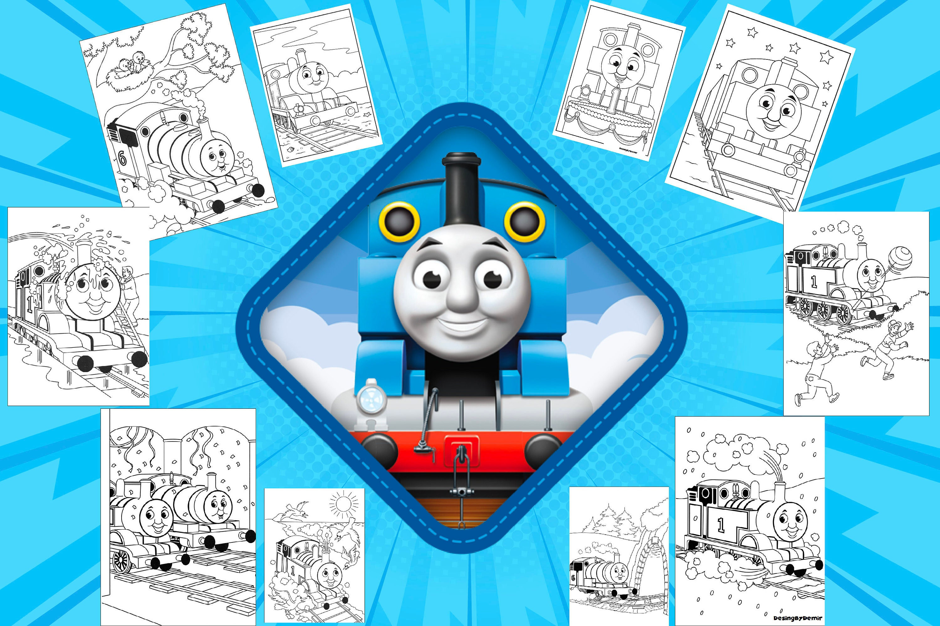 Thomas & Friends Jumbo Coloring Book, 107 Pages, Kids Art, Instant