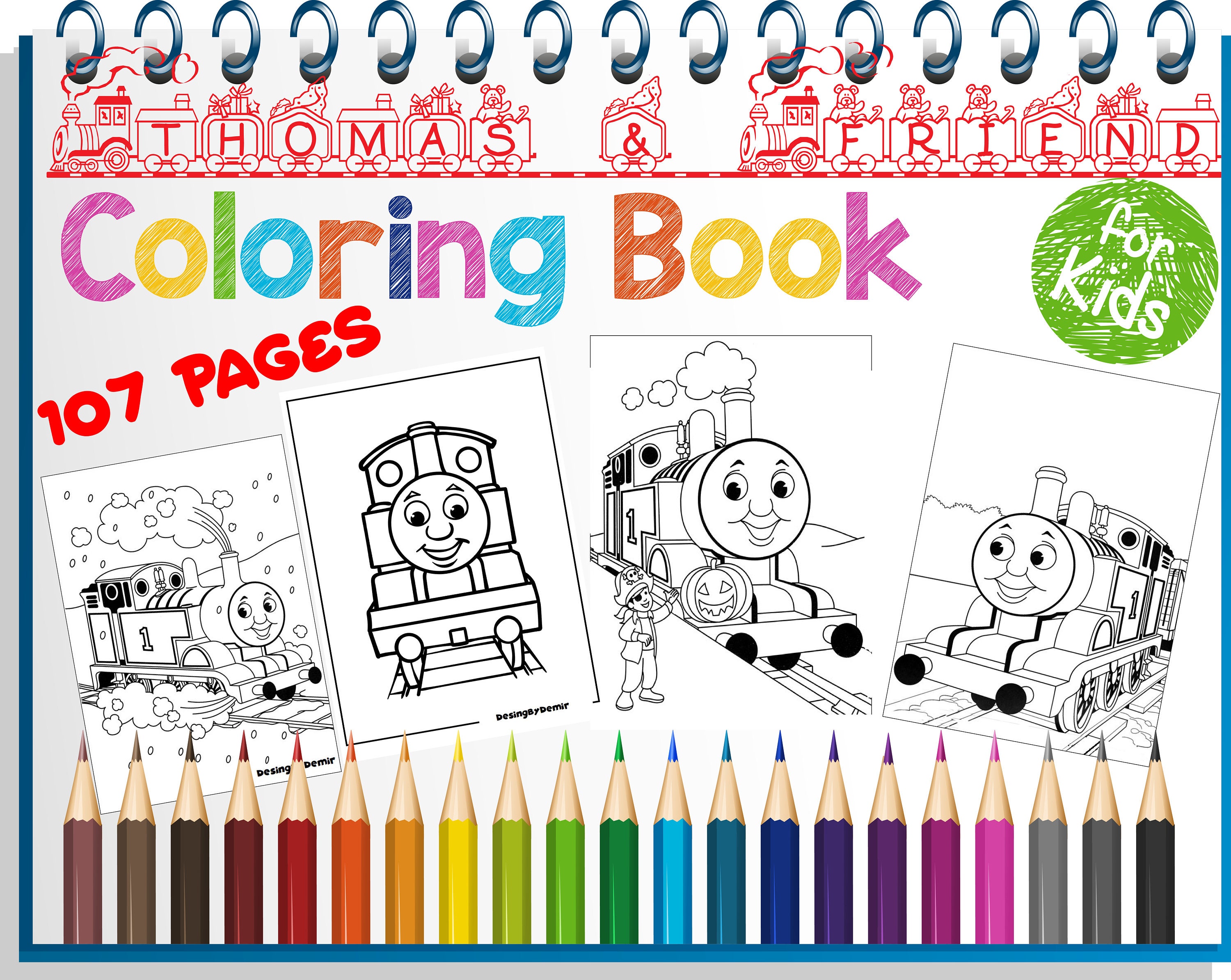 Thomas & Friends Jumbo Coloring Book, 107 Pages, Kids Art, Instant ...