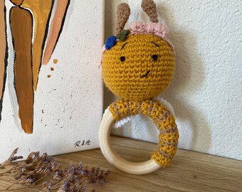 Sonajero, sonajero de crochet, sonajero de animal