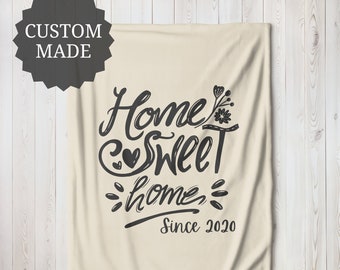 Personalized Housewarming Gift Realtor Closing Gift Home Sweet Home Decor Custom Blanket New Home Decor Home Purchase Anniversary Blanket