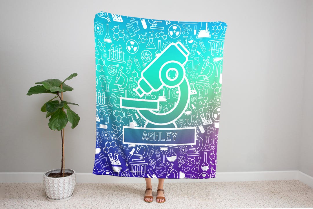 Science Atom Pattern Print Hooded Blanket