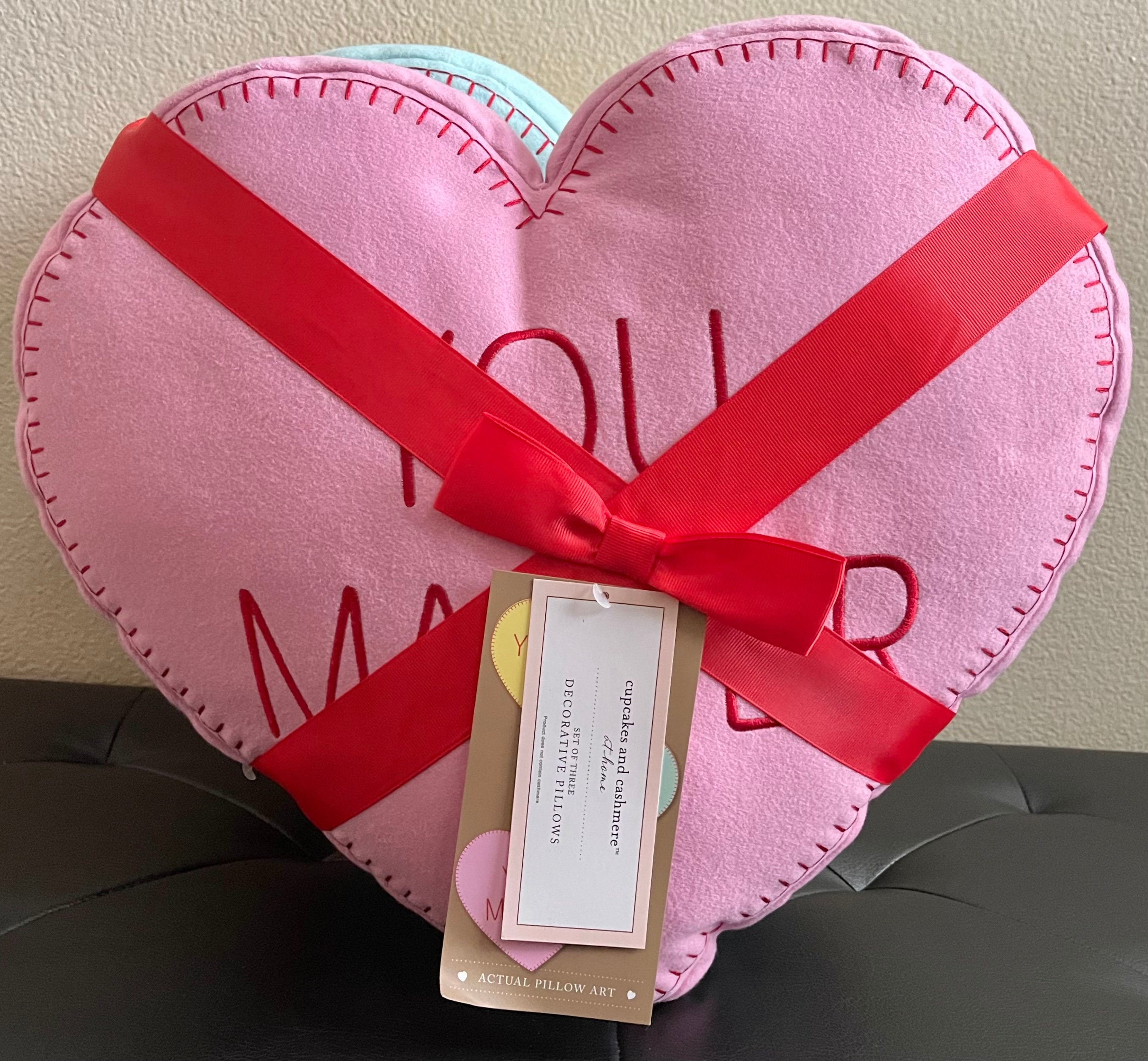 Set of 3 Cupcakes and Cashmere Conversation Heart 16 X 16 Pillows