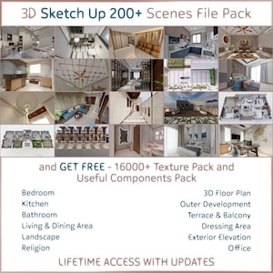 3D SketchUp 200+ PRO Models Scene Pack + FREE GIFT Texture Pack