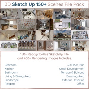 Pacote de cenas de modelos 3D SketchUp 150+ PRO + PRESENTE GRATUITO