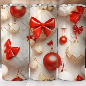 3D Christmas Tumbler Wrap, Sublimation, 20 oz Skinny Tumbler Sublimation Design Digital Download PNG Instant DIGITAL ONLY