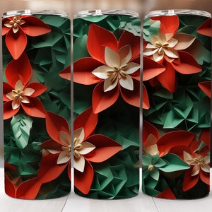 3D Christmas Tumbler Wrap, Sublimation, 20 oz Skinny Tumbler Sublimation Design Digital Download PNG Instant DIGITAL ONLY